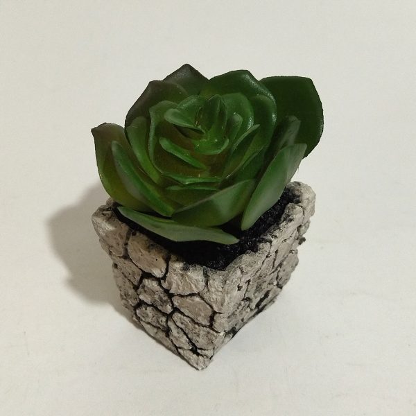 گلدان به همراه کاکتوس مصنوعی مدل سنگی کد 1409