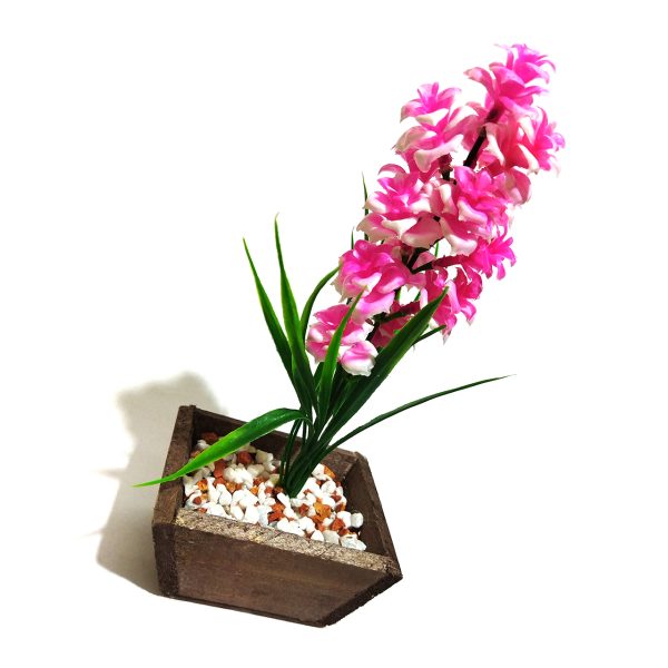 گلدان چوبی به همراه گل مصنوعی مدل سنبل کد 160