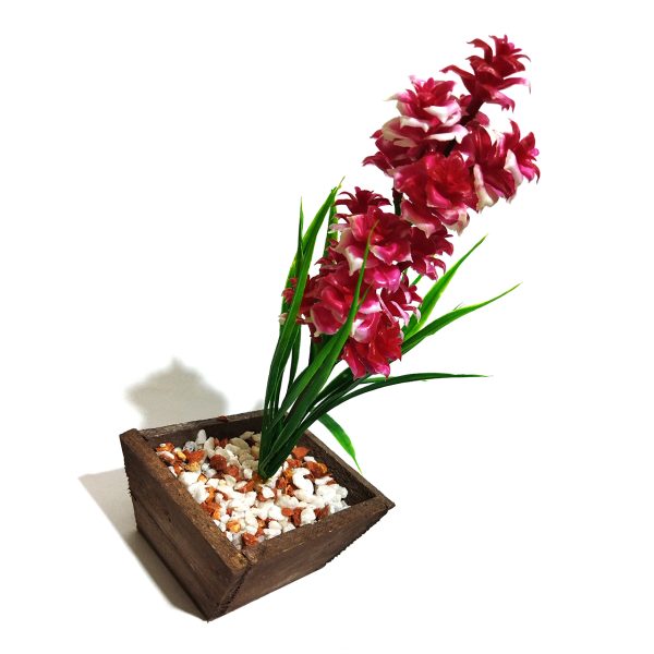 گلدان چوبی به همراه گل مصنوعی مدل سنبل کد 162