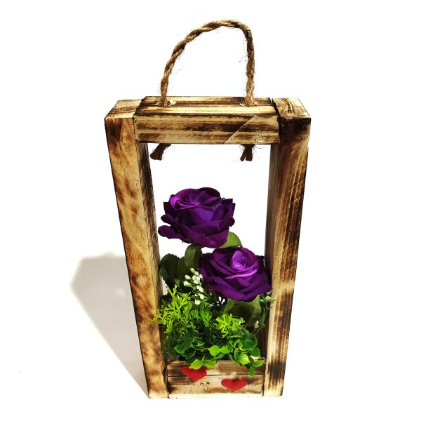 باکس گل مصنوعی چوبی مدل گل رز کد 191