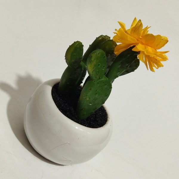 گلدان به همراه کاکتوس مصنوعی مدل توپی کد 20669