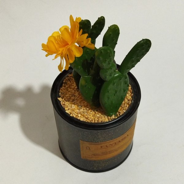 گلدان به همراه کاکتوس مصنوعی مدل فلزی کد 453016