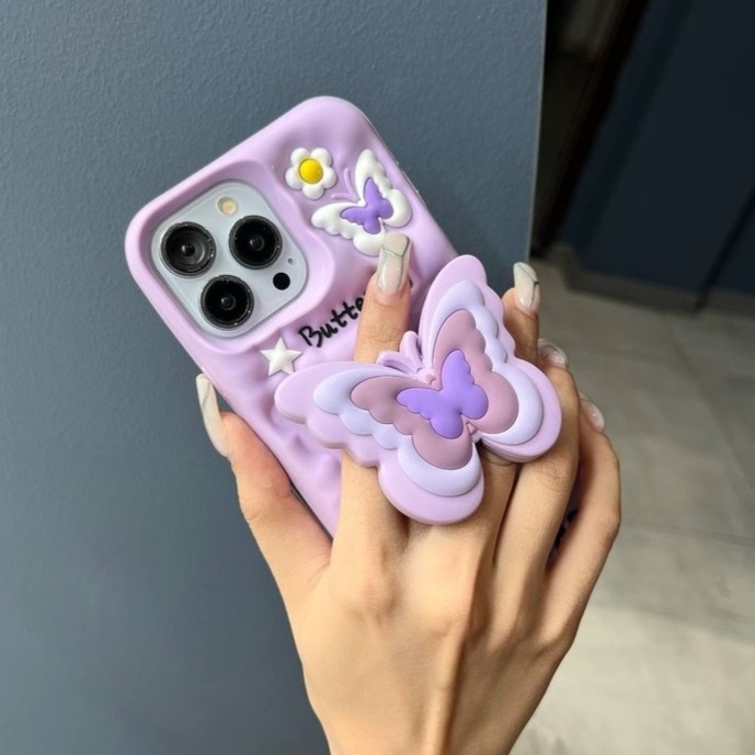 قاب سیلیکونی برجسته هولدردار -طرح پروانه