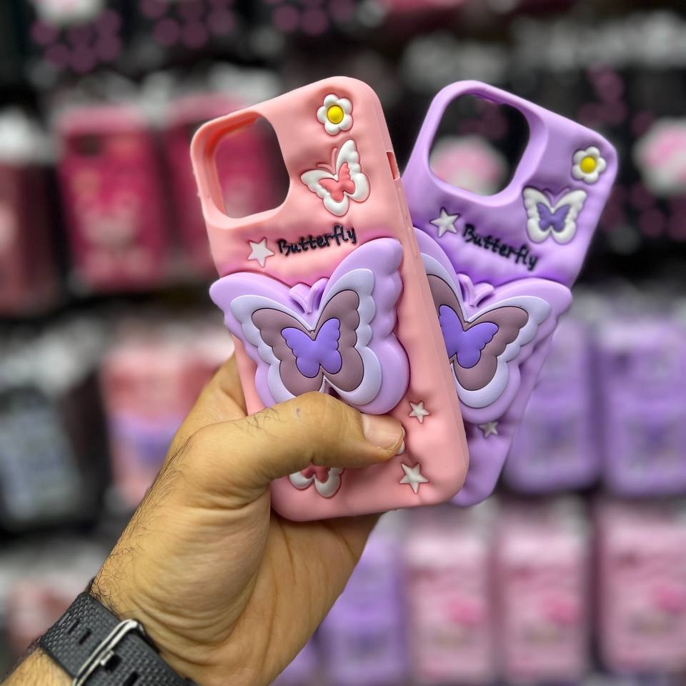 قاب سیلیکونی برجسته هولدردار -طرح پروانه