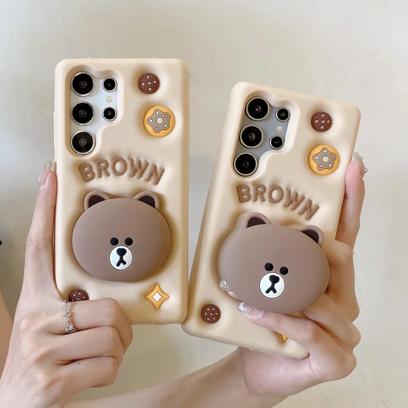قاب گوشی سامسونگ A35 کد 2189 طرح خرس قهوهای | سیلیکونی هولدردار-طرح پروانه