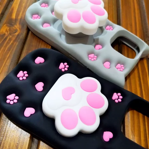 قاب گوشی اپل iPhone 13/14/15 کد 2194 طرح پنجه گربه | سیلیکونی هولدردار-طرح پنجه گربه