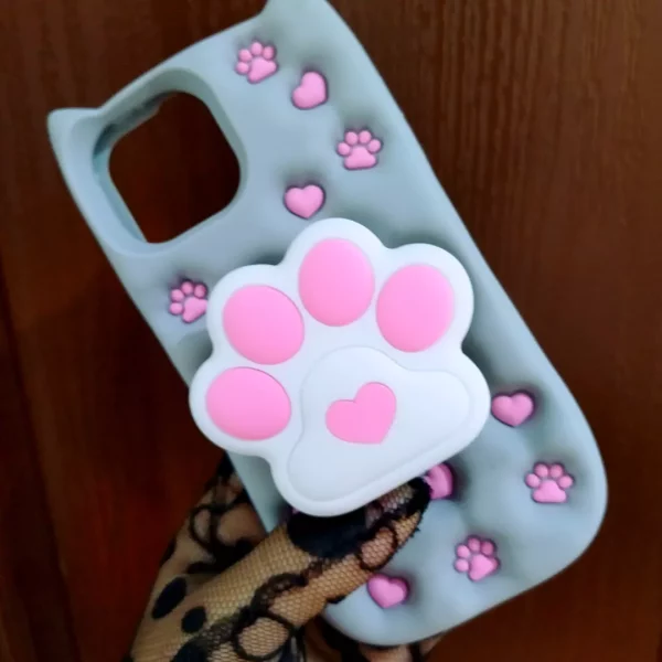 قاب گوشی اپل iPhone 13/14/15 کد 2194 طرح پنجه گربه | سیلیکونی هولدردار-طرح پنجه گربه