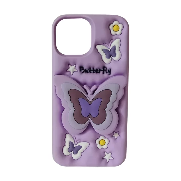 قاب گوشی اپل iPhone 13/14/15 کد 2196 طرح پروانه | سیلیکونی هولدردار-طرح پروانه