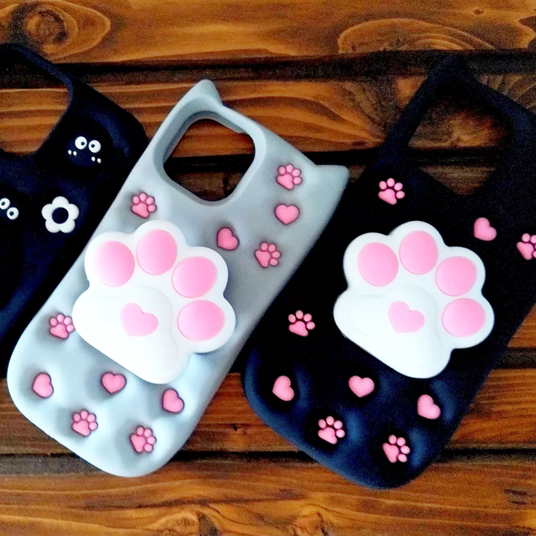 قاب گوشی اپل iPhone 13/14/15 کد 2199 طرح پنجه گربه | سیلیکونی هولدردار-طرح پنجه گربه