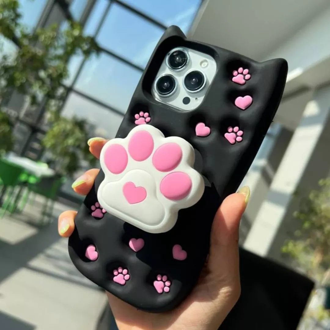 قاب گوشی اپل iPhone 13/14/15 کد 2199 طرح پنجه گربه | سیلیکونی هولدردار-طرح پنجه گربه