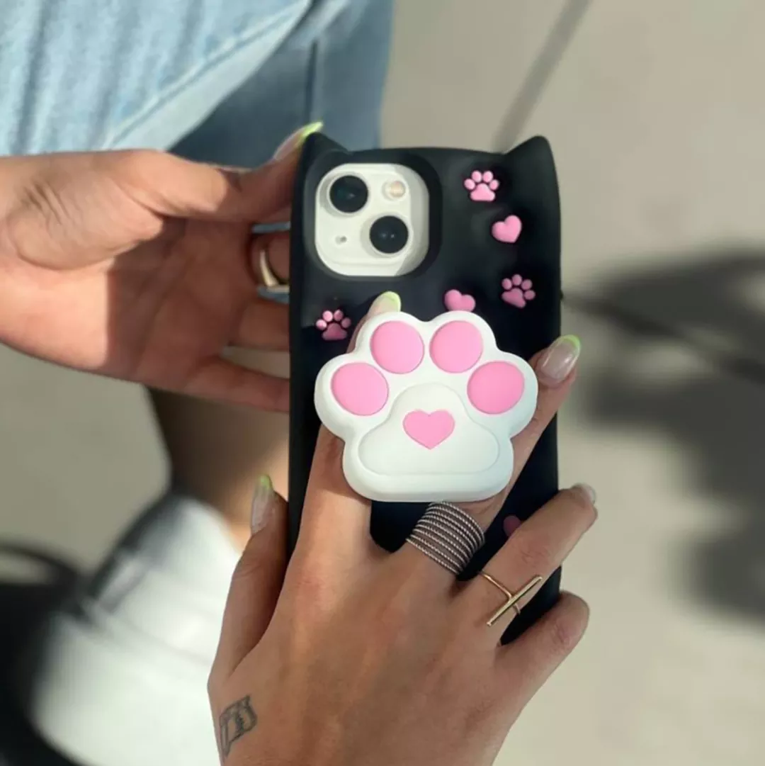 قاب گوشی اپل iPhone 13/14/15 کد 2199 طرح پنجه گربه | سیلیکونی هولدردار-طرح پنجه گربه