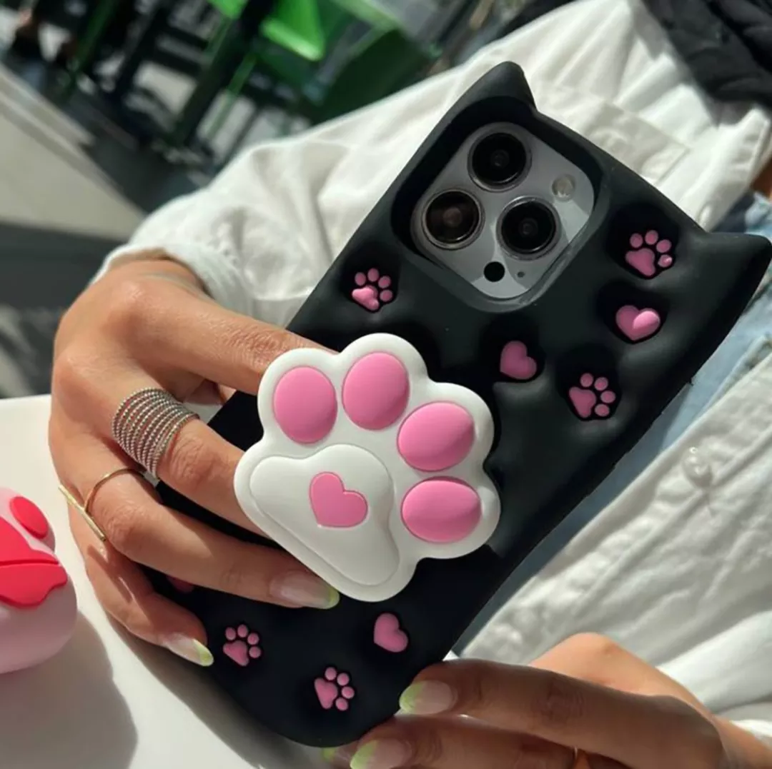 قاب گوشی اپل iPhone 13/14/15 کد 2199 طرح پنجه گربه | سیلیکونی هولدردار-طرح پنجه گربه