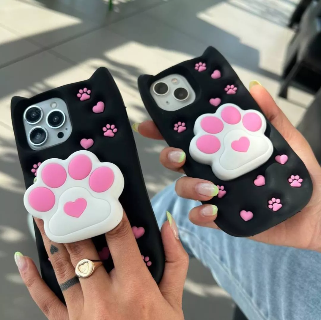 قاب گوشی اپل iPhone 13/14/15 کد 2199 طرح پنجه گربه | سیلیکونی هولدردار-طرح پنجه گربه