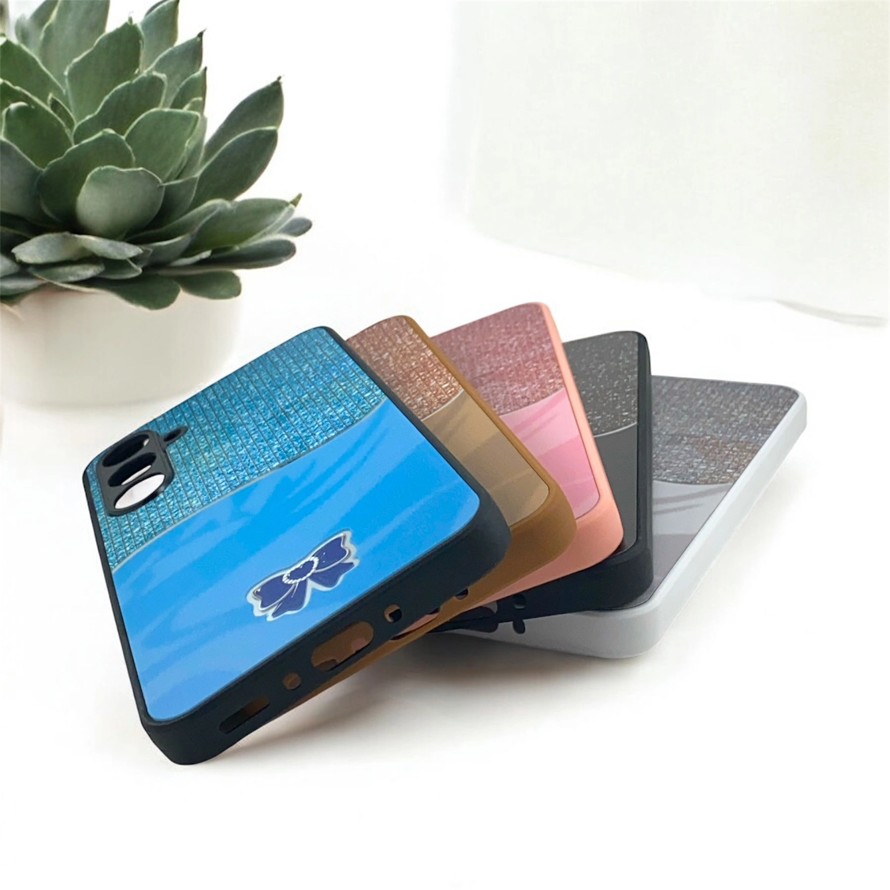 قاب گوشی طرح پاپیون در رنگ های مشکی، نقره ای، صورتی، آبی، قهوه ای