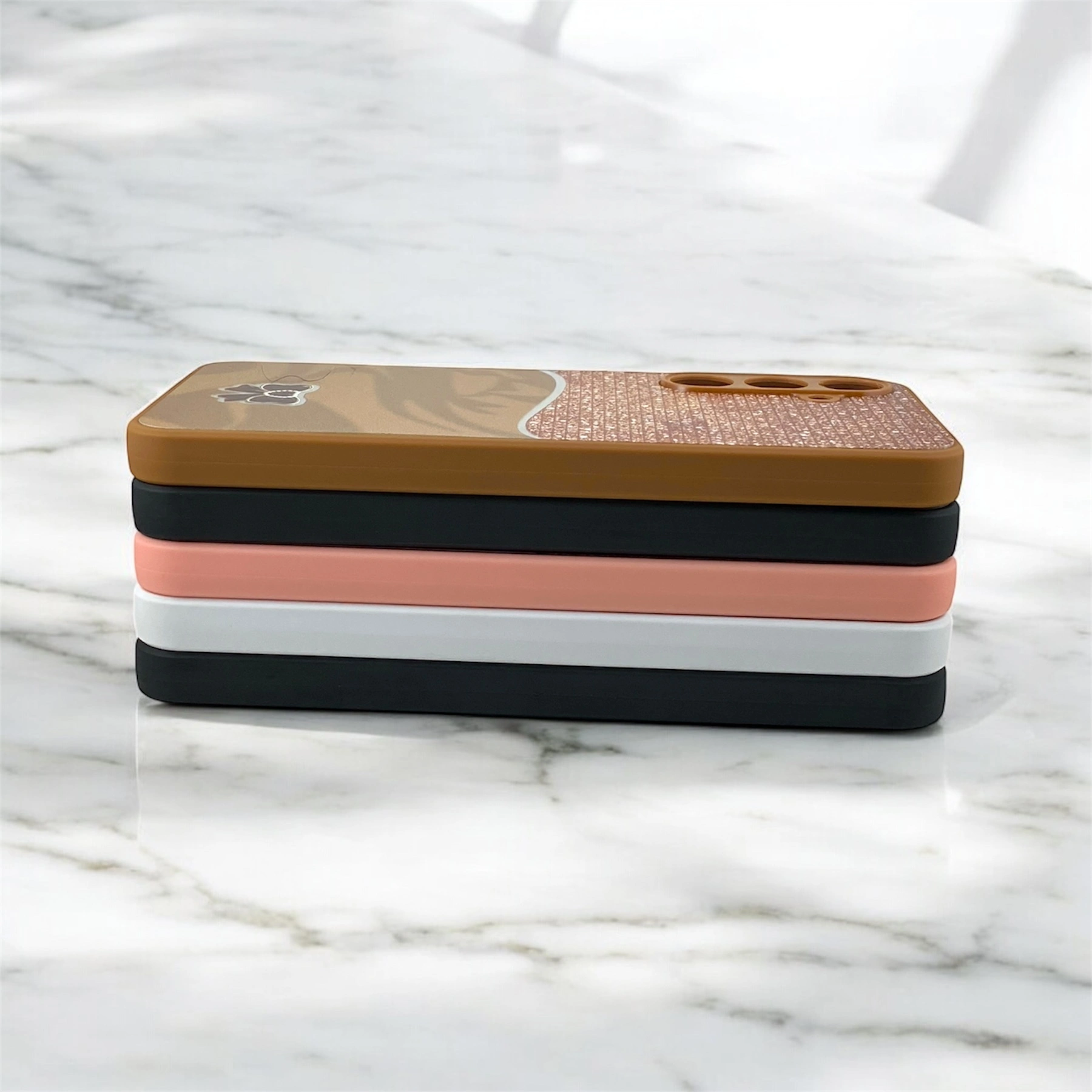 قاب گوشی طرح پاپیون در رنگ های مشکی، نقره ای، صورتی، آبی، قهوه ای