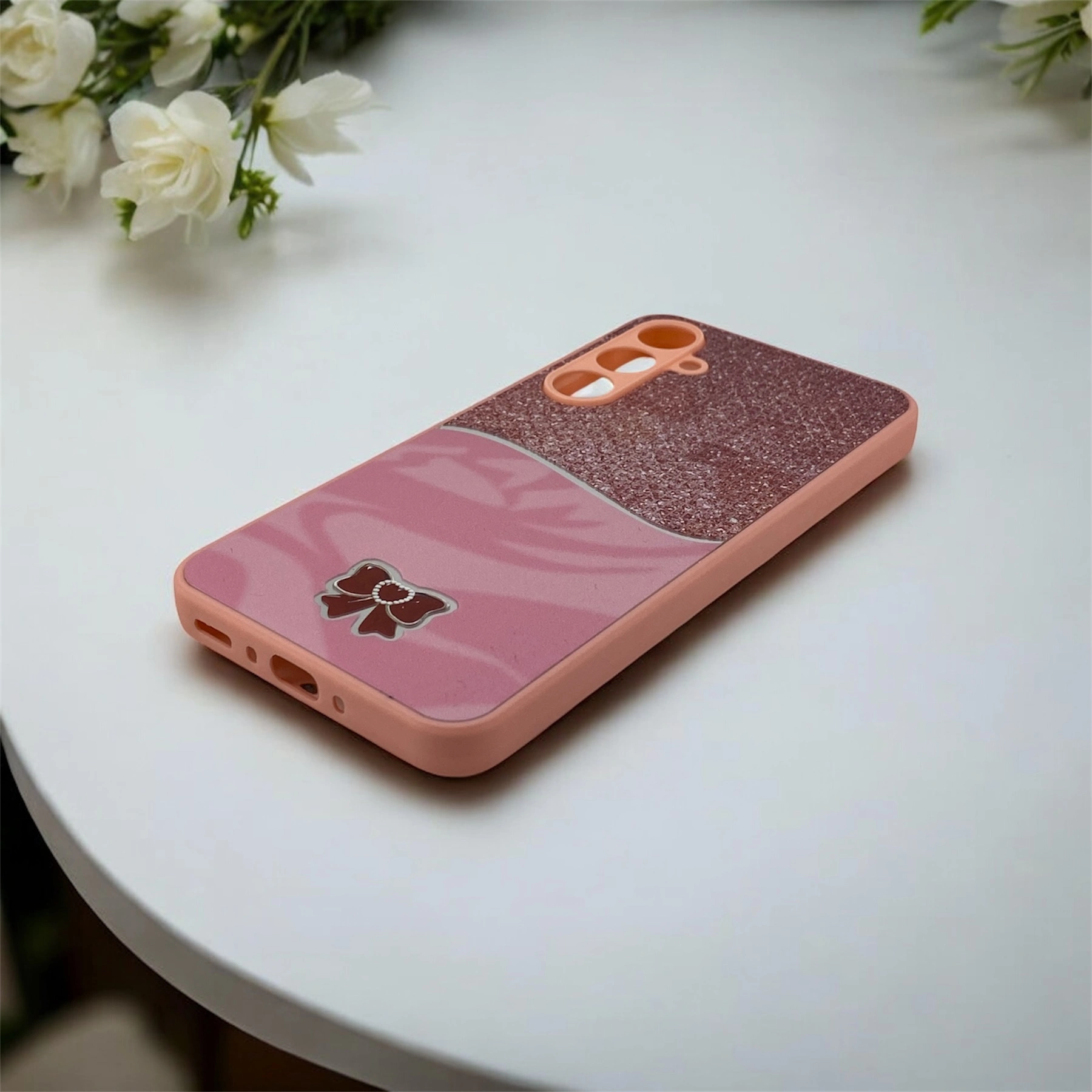 قاب گوشی طرح پاپیون صورتی رنگ